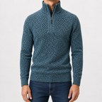 Men’s Quarter Zip Jumper – Plush High Neck Warm Knitted Pullover