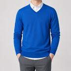 Men’s V Neck Jumper – Classic Knitted Long Sleeve Pullover