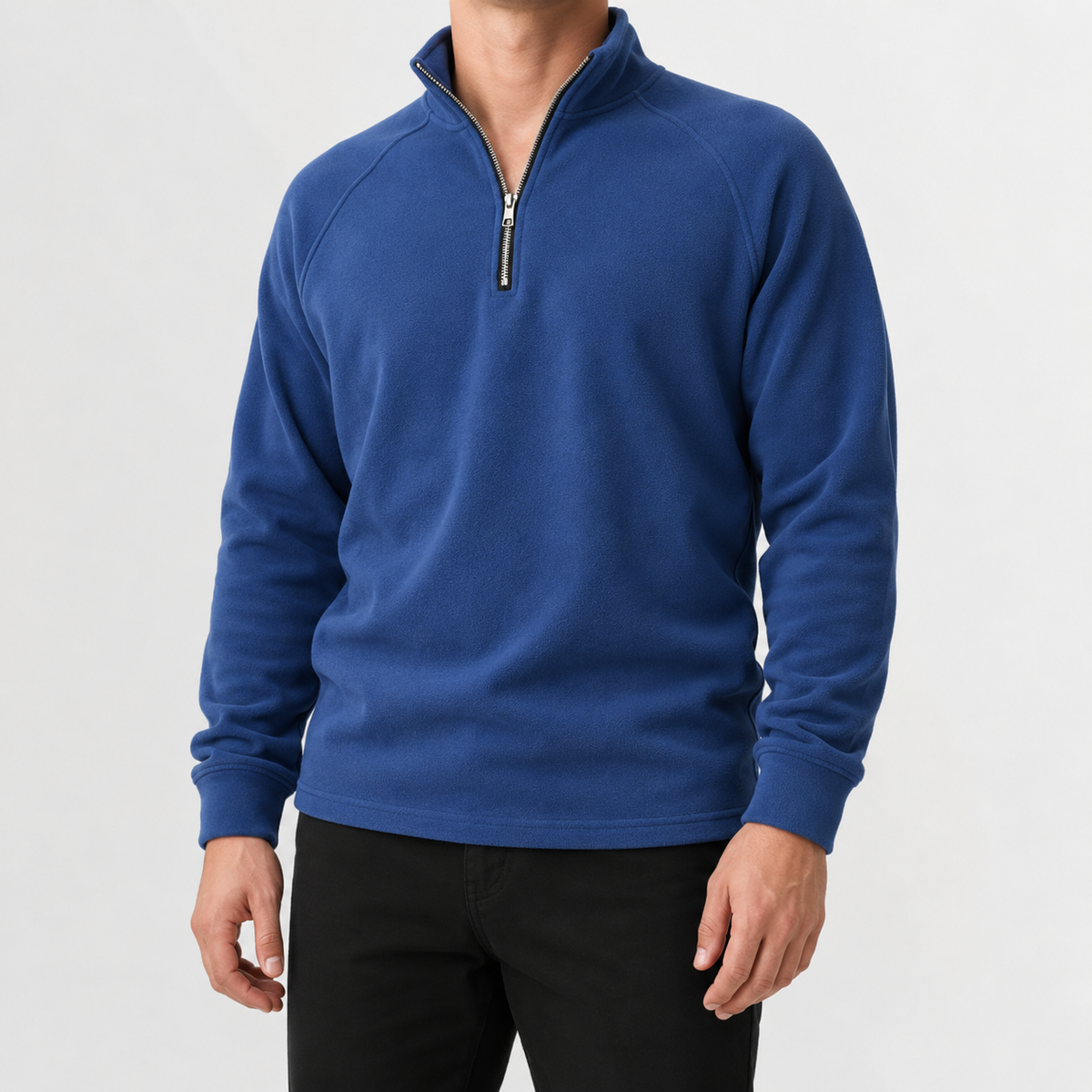 Men’s Fleece Quarter Zip – Slim Fit Stand Collar Warm Pullover Jumper