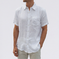 Men’s breathable short sleeve linen shirt