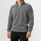 Men’s Fleece Quarter Zip – Slim Fit Stand Collar Warm Pullover Jumper