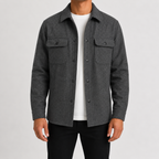 Men’s Shacket – Button Front Overshirt Jacket with Flap Pockets