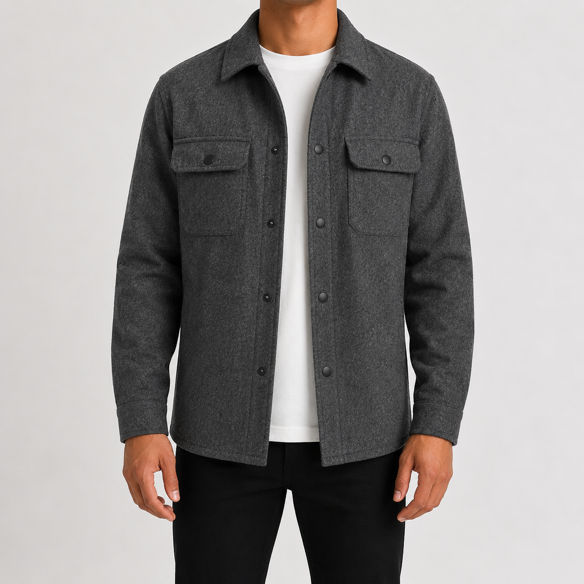 Men’s Shacket – Button Front Overshirt Jacket with Flap Pockets