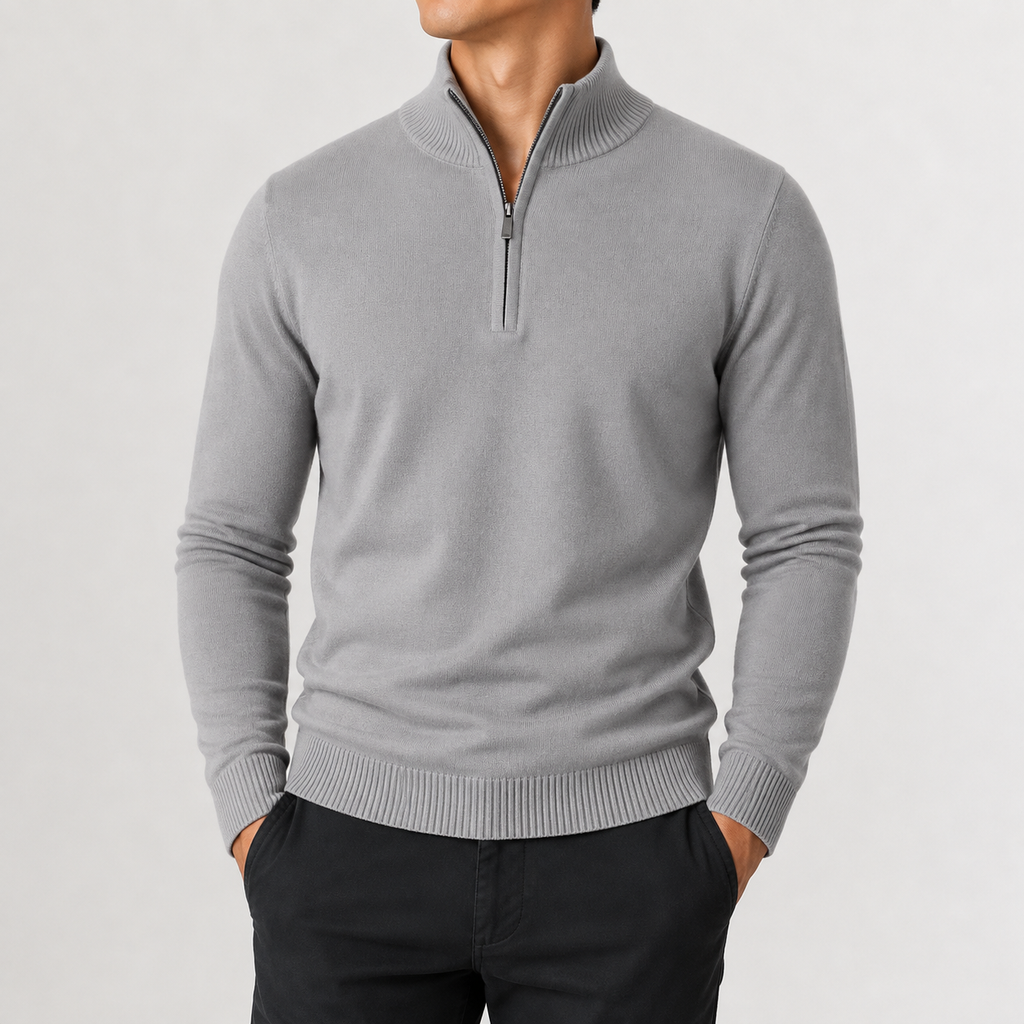 Men’s Quarter Zip Jumper – Classic Half Zip Knitted Pullover