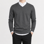 Men’s V Neck Jumper – Classic Knitted Long Sleeve Pullover