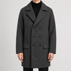 Men’s Trench Coat – Classic Double Breasted Wool-Style Long Coat