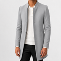 Men’s Overcoat – Slim Fit Solid Colour Long Coat for Smart Casual Wear