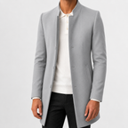 Men’s Overcoat – Slim Fit Solid Colour Long Coat for Smart Casual Wear