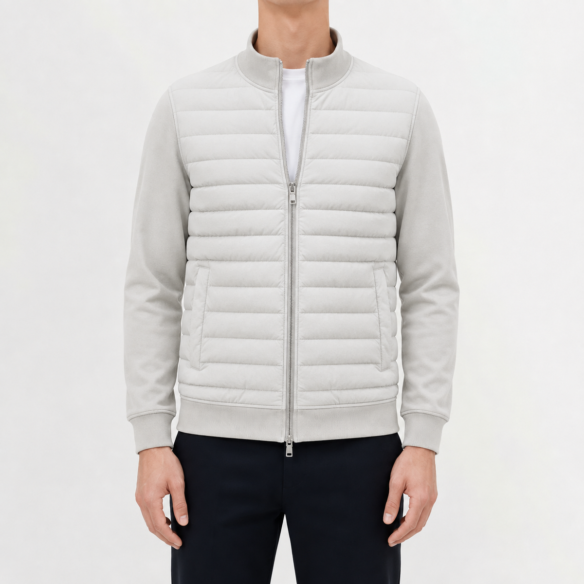 Men’s Lightweight Jacket – Stand Collar Knitted Winter Padded Coat