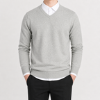Men’s V Neck Jumper – Classic Knitted Long Sleeve Pullover