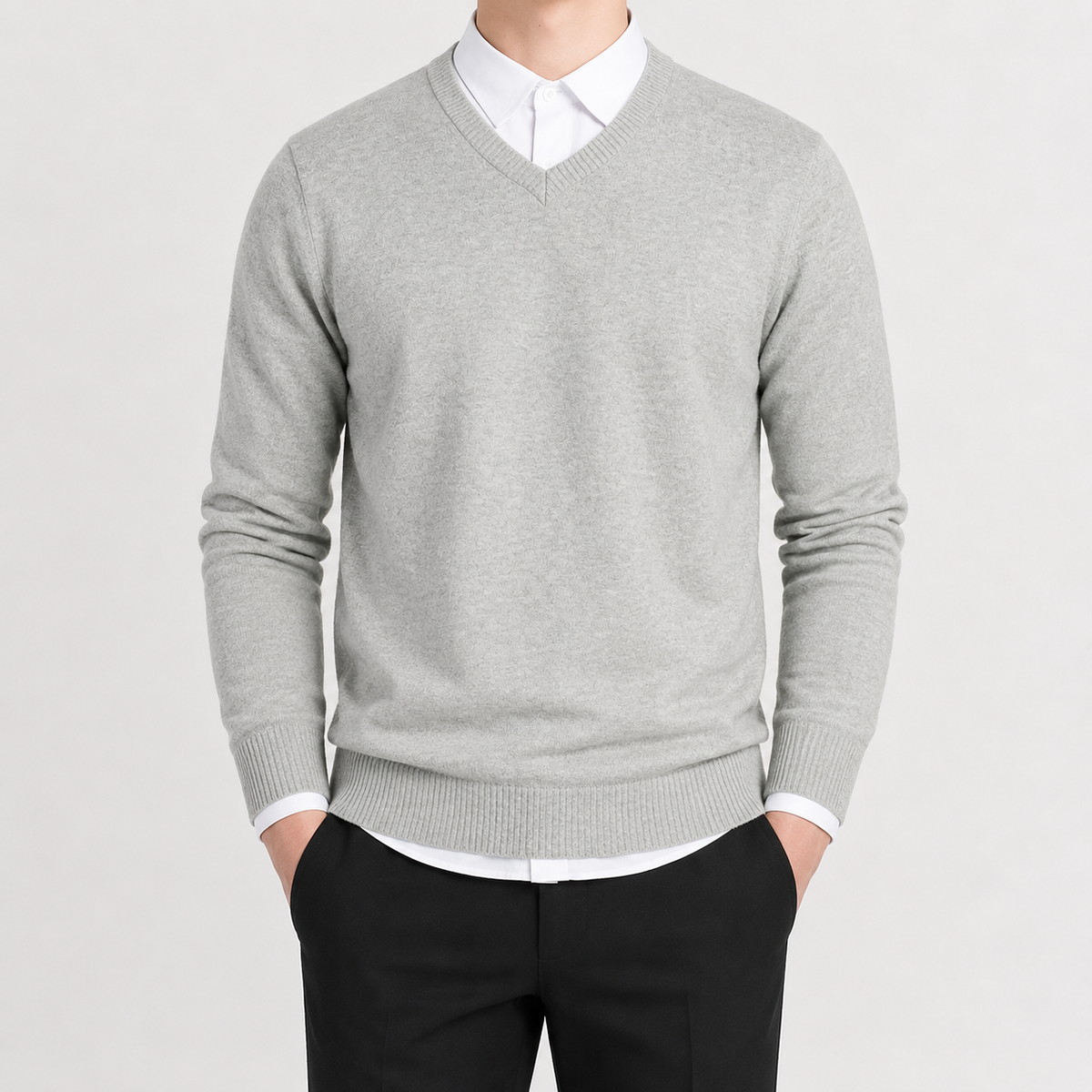 Men’s V Neck Jumper – Classic Knitted Long Sleeve Pullover