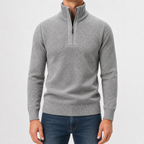 Men’s Quarter Zip Jumper – Plush High Neck Warm Knitted Pullover