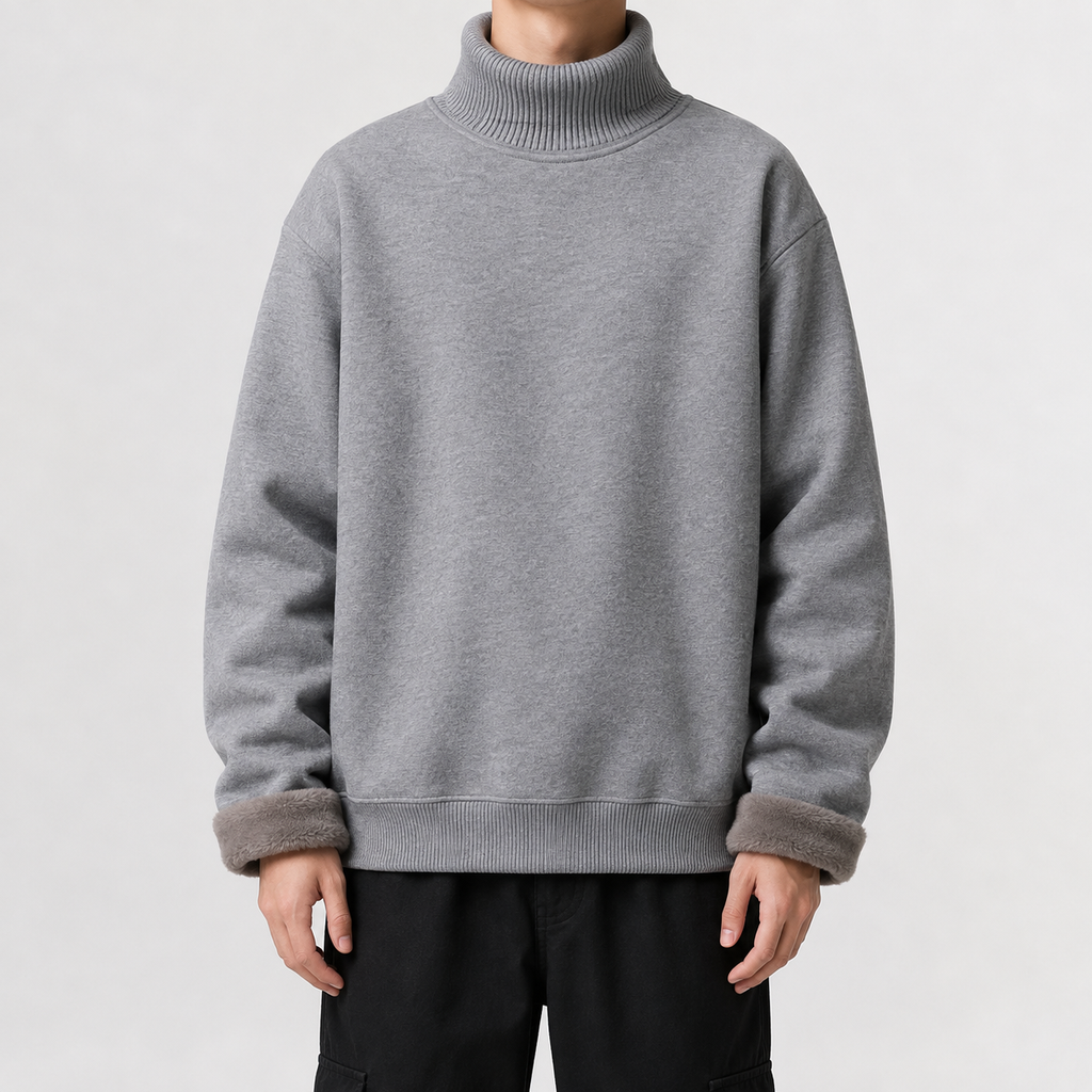Men’s Fleece Lined Jumper – Knitted Long Sleeve Warm Base Layer
