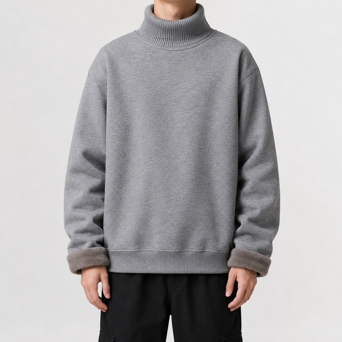 Men’s Fleece Lined Jumper – Knitted Long Sleeve Warm Base Layer