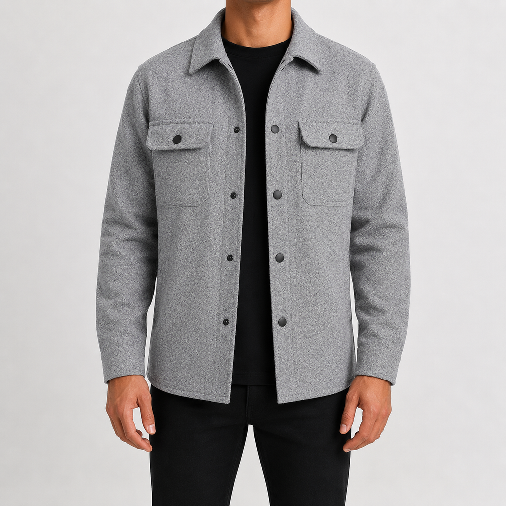 Men’s Shacket – Button Front Overshirt Jacket with Flap Pockets