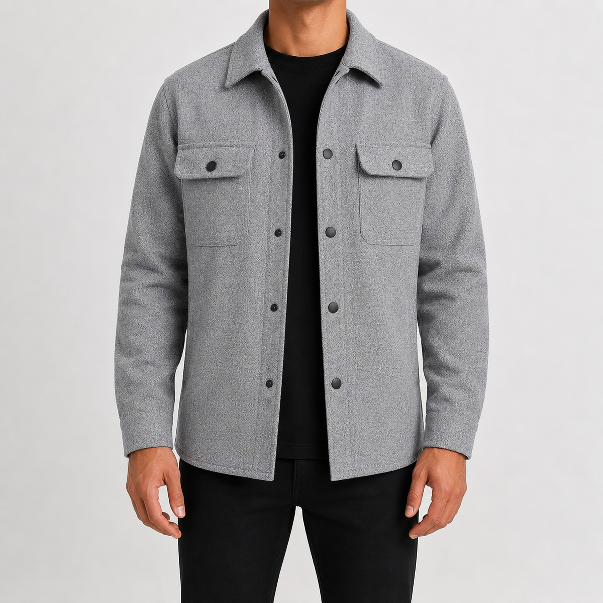 Men’s Shacket – Button Front Overshirt Jacket with Flap Pockets