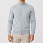 Men’s Zip Up Cardigan – Stand Collar Knitted Casual Jumper