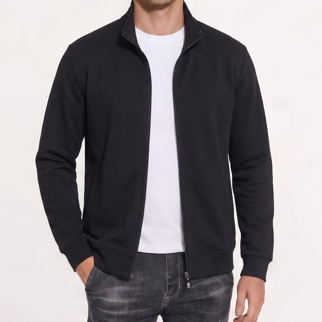Men’s Summer Jacket – Lightweight Stand Collar Long Sleeve Cardigan