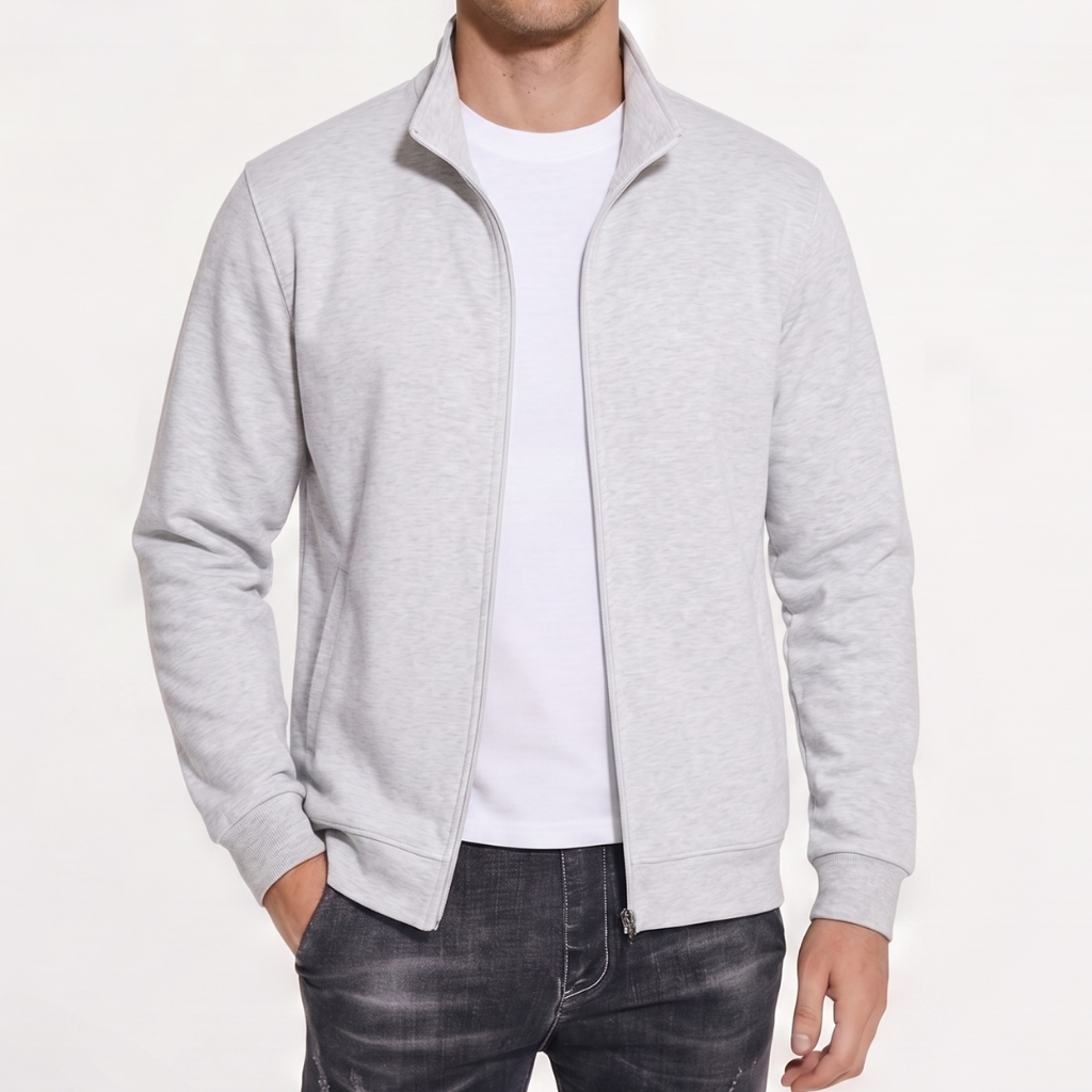 Men’s Summer Jacket – Lightweight Stand Collar Long Sleeve Cardigan
