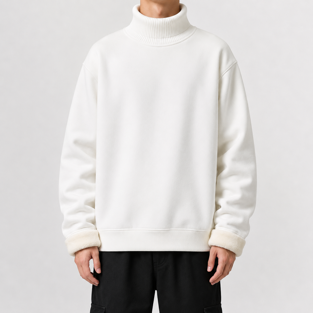 Men’s Fleece Lined Jumper – Knitted Long Sleeve Warm Base Layer