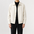 Men’s Overcoat – Relaxed Fit Cropped Casual Jacket for Autumn