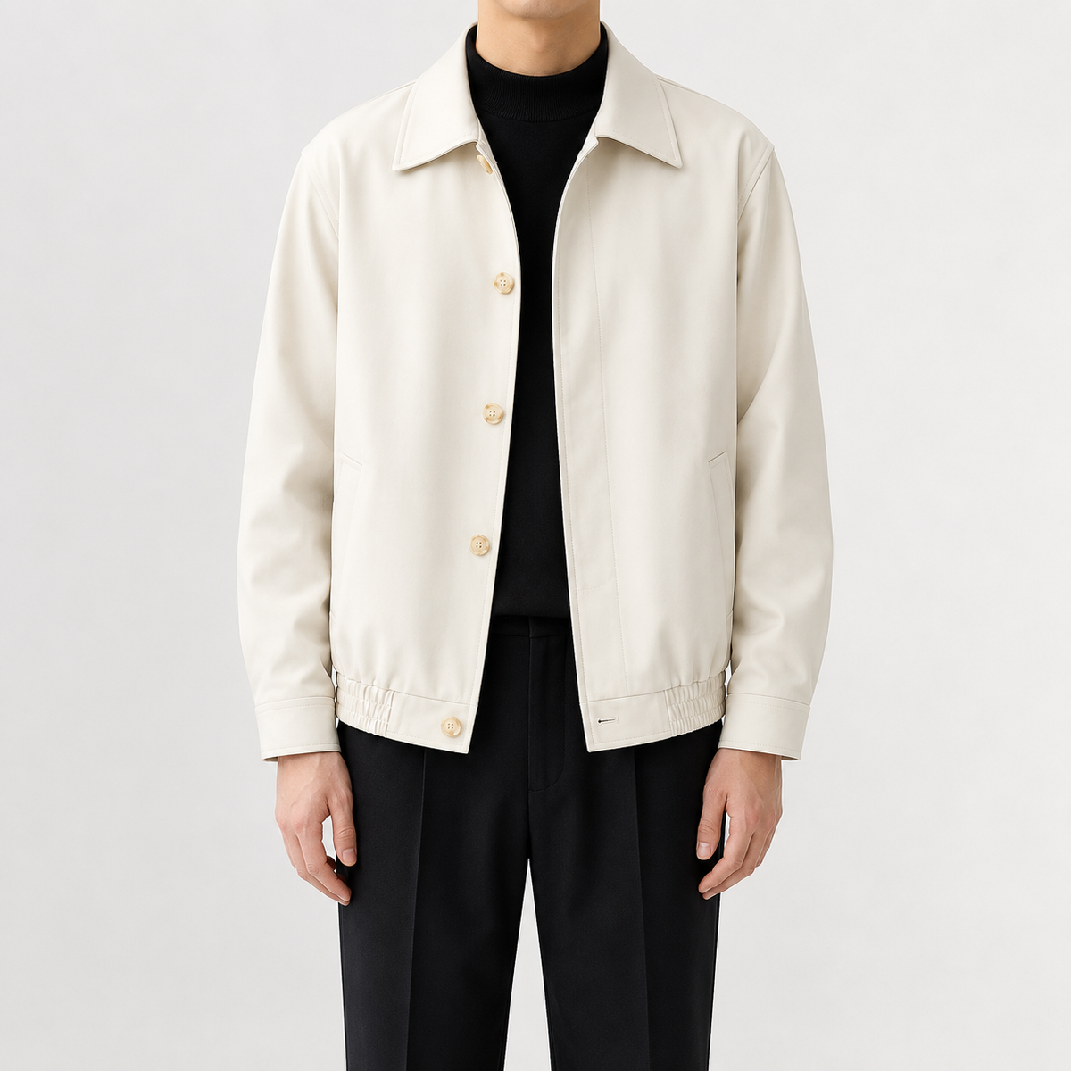 Men’s Overcoat – Relaxed Fit Cropped Casual Jacket for Autumn