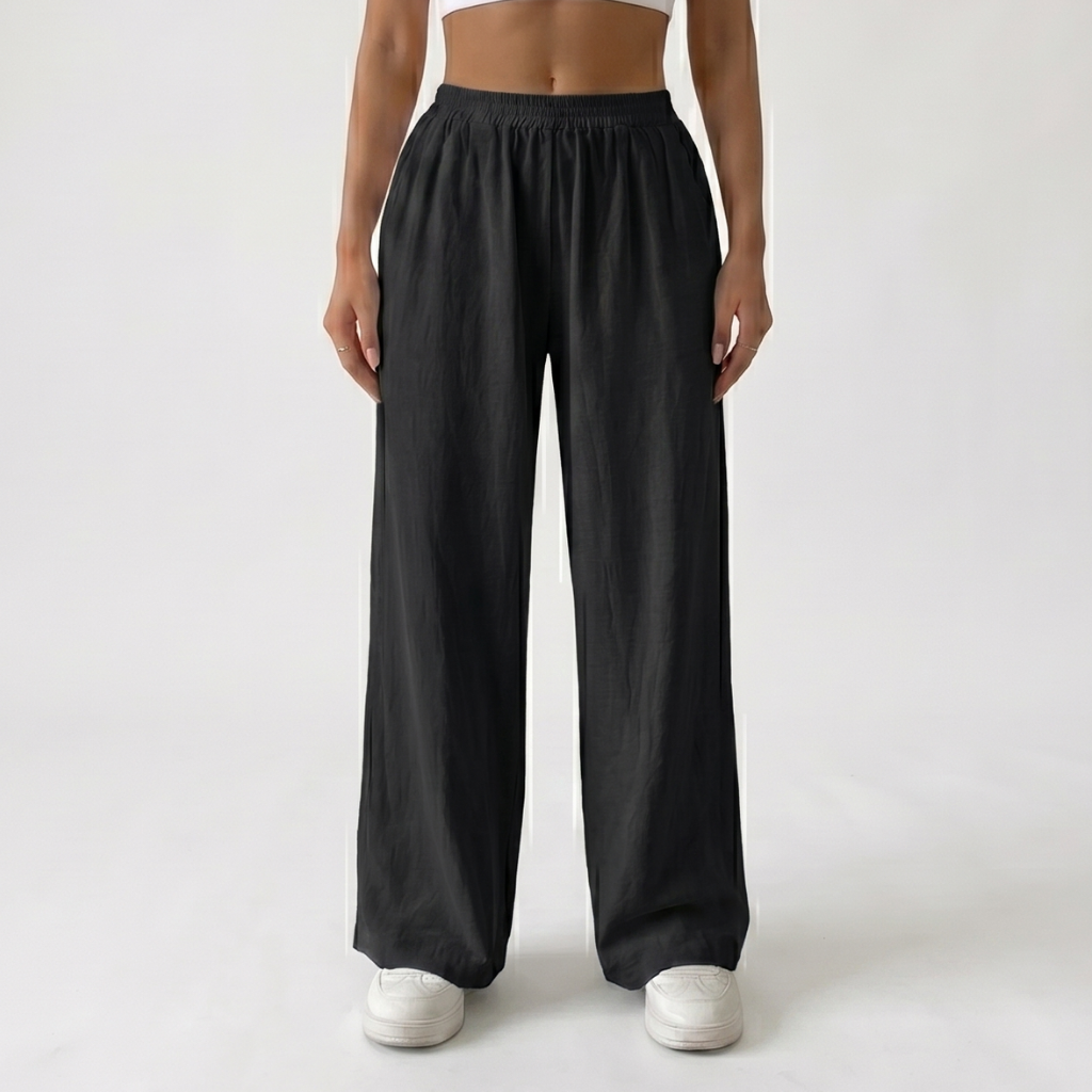 Women’s Linen Trousers – Loose Fit Straight Leg Casual Trousers