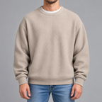 Men’s Waffle Knit Jumper – Relaxed Fit Textured Long Sleeve Pullover