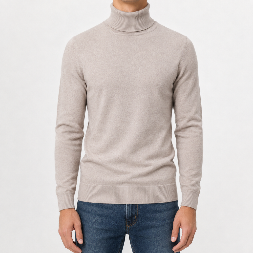 Men’s Turtleneck Jumper – Warm Knitted Roll Neck Pullover
