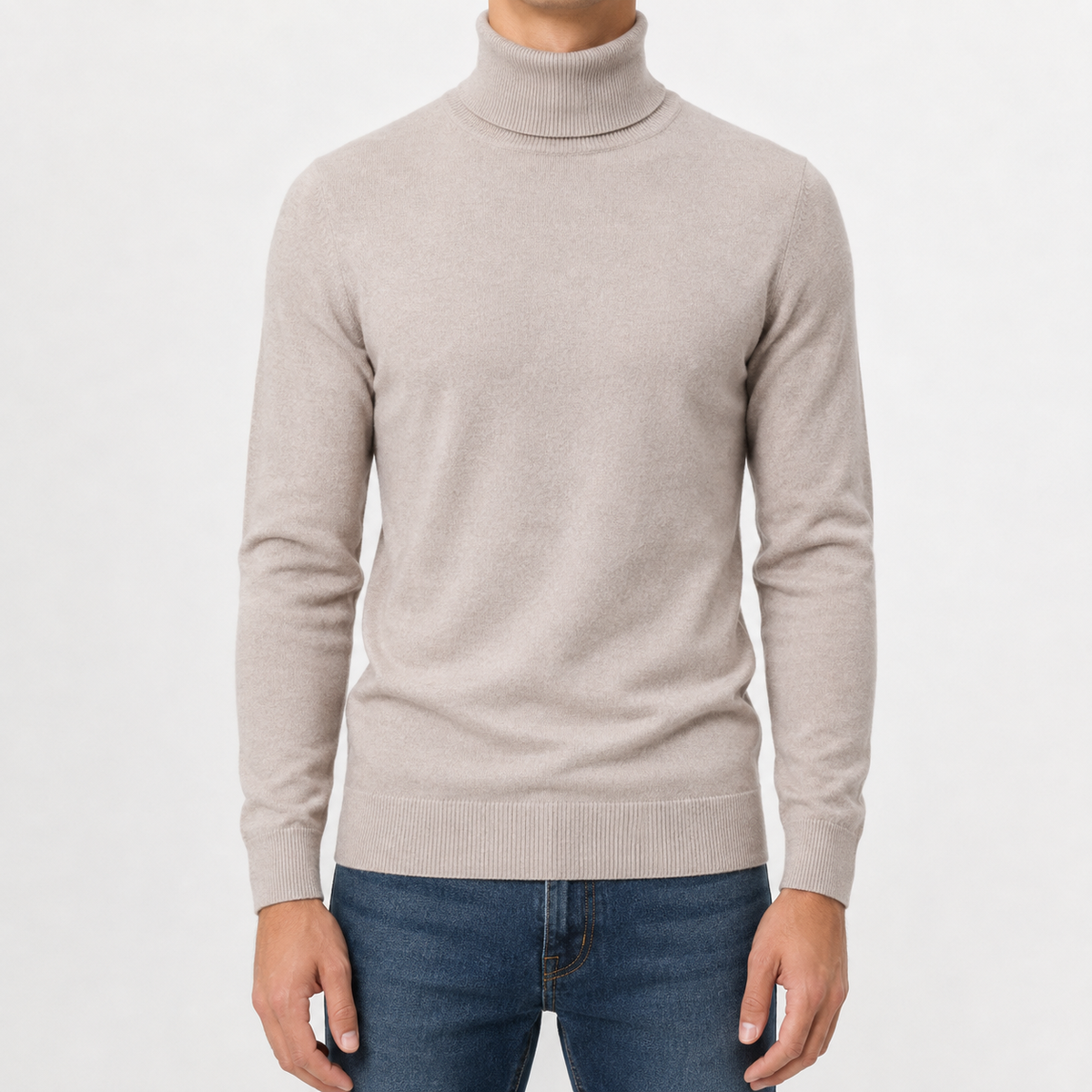 Men’s Turtleneck Jumper – Warm Knitted Roll Neck Pullover