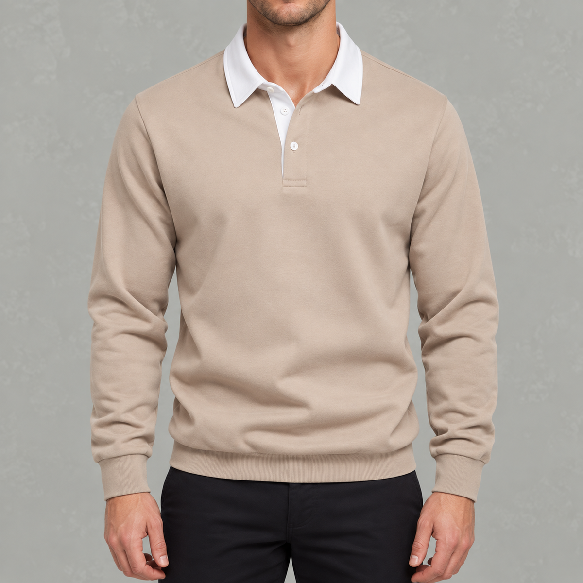 Men’s Polo Jumper – Long Sleeve Polo Collar Jumper