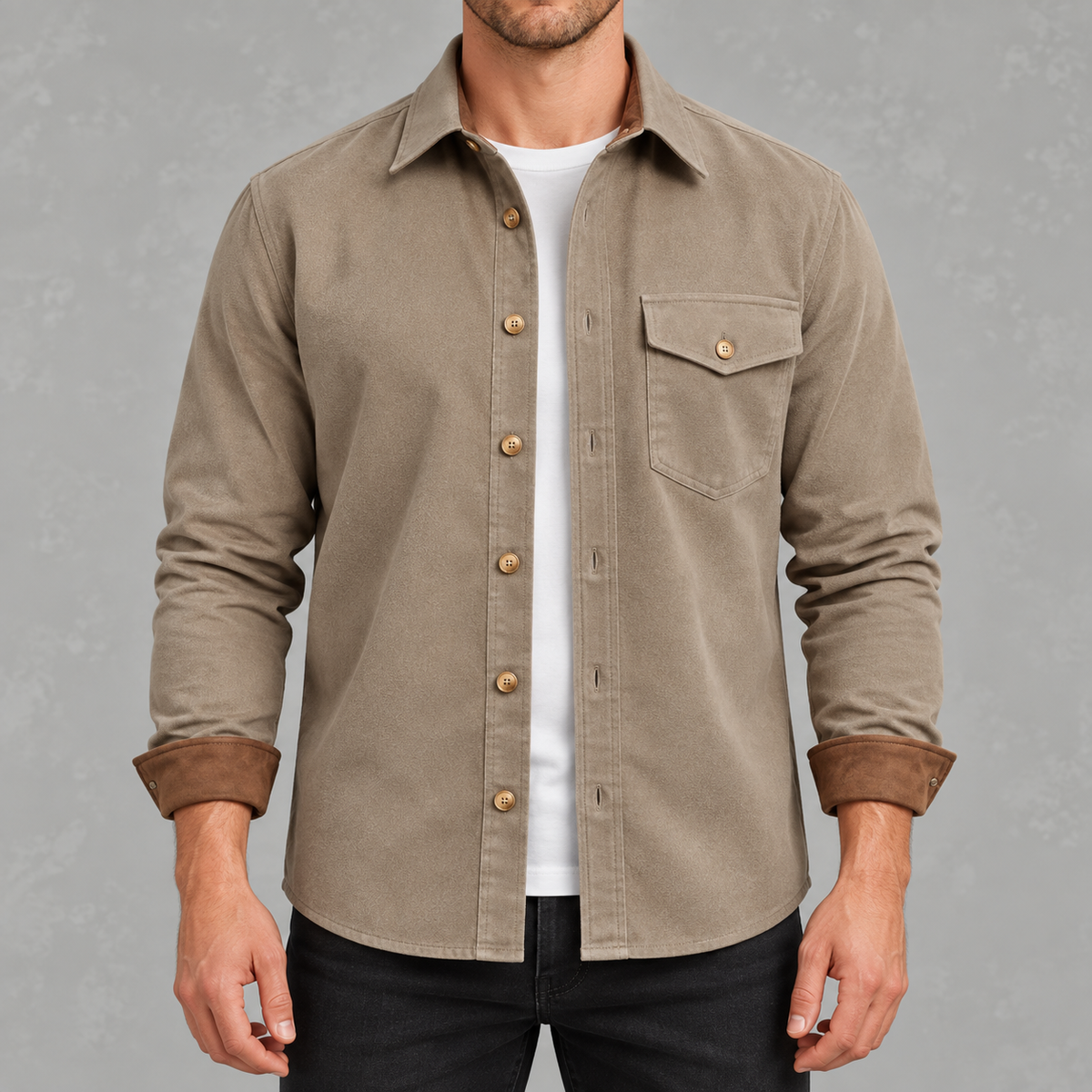 Men’s Casual Shacket – Long Sleeve Relaxed Fit Shacket