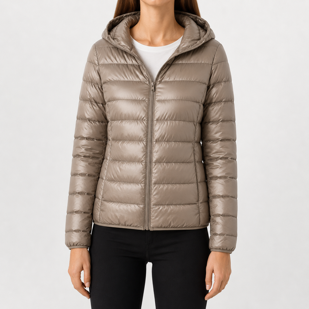 Women’s Padded Coat – Relaxed Fit Hooded Mid-Length Winter Jacket