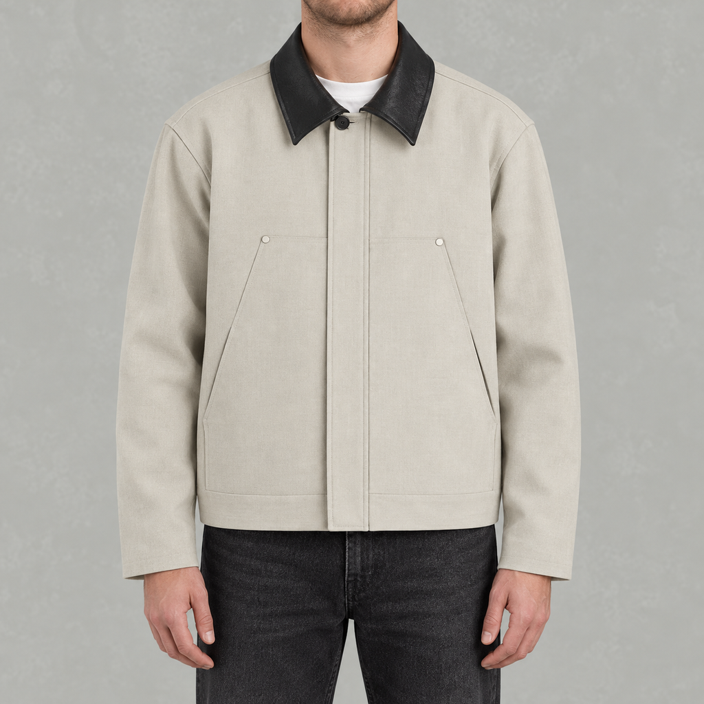 Men’s Suede Jacket – Vintage Colour Block Lapel Casual Jacket