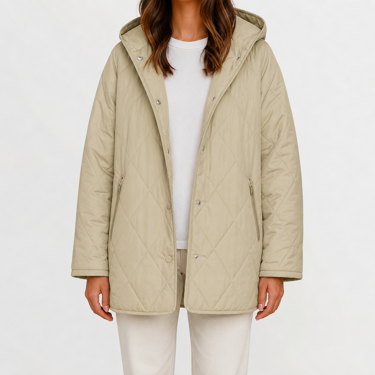 Women’s Quilted Jacket – Lightweight Diamond Quilted Hooded Coat