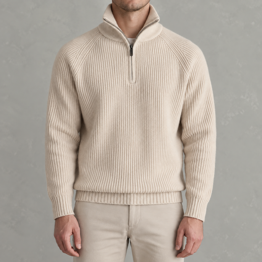 Men’s Quarter Zip Jumper – Slim Fit Soft Long Sleeve Base Layer Pullover