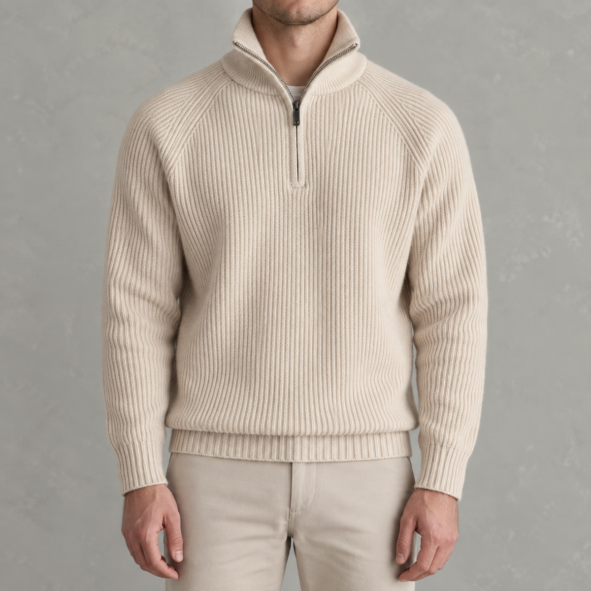 Men’s Quarter Zip Jumper – Slim Fit Soft Long Sleeve Base Layer Pullover