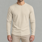 Men’s Waffle Knit Jumper – Round Neck Textured Long Sleeve Pullover