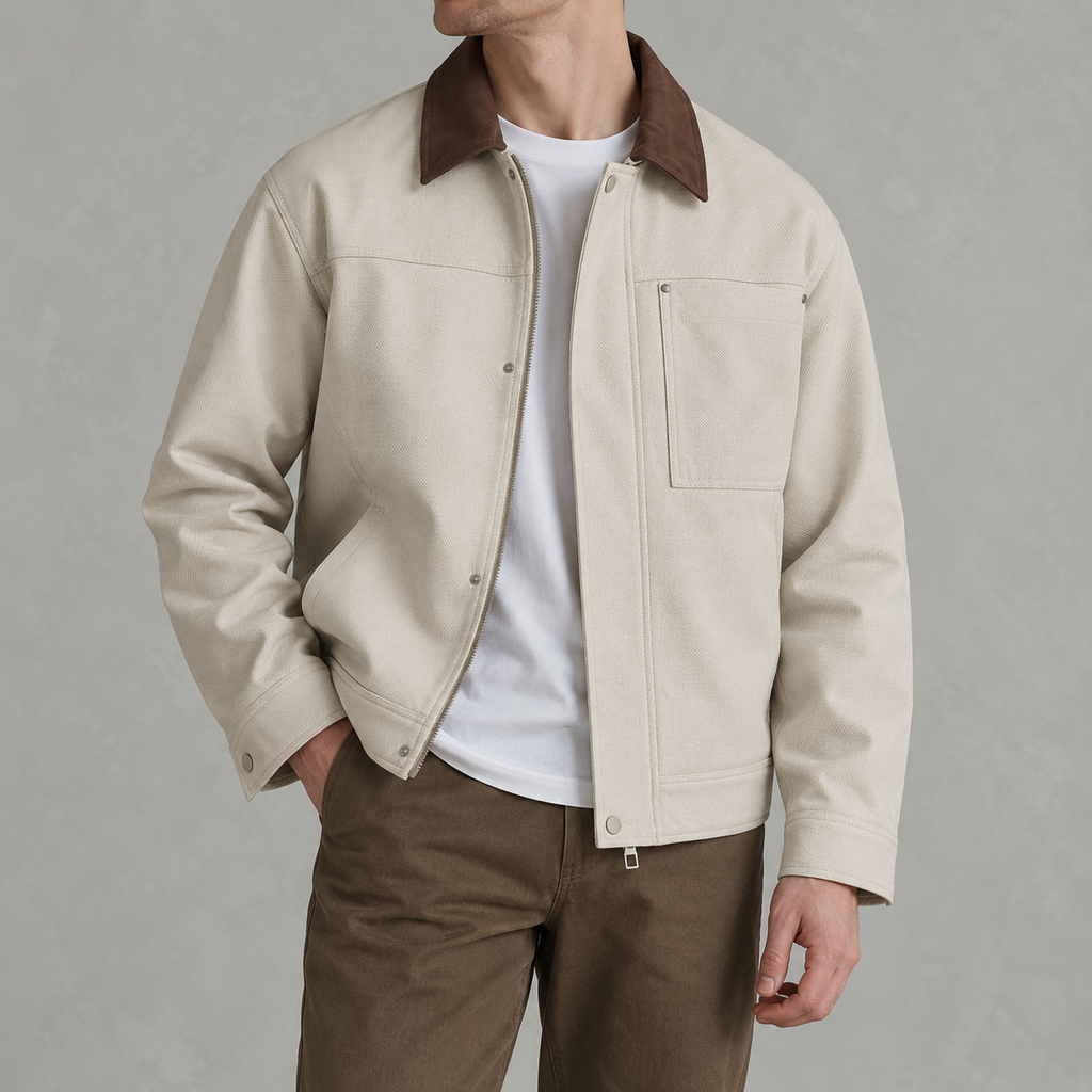 Men’s Vintage Lapel Jacket – Casual Long Sleeve Button Front Jacket