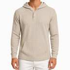 Men’s Textured Hoodie – Herringbone Jacquard Hooded Casual Jumper