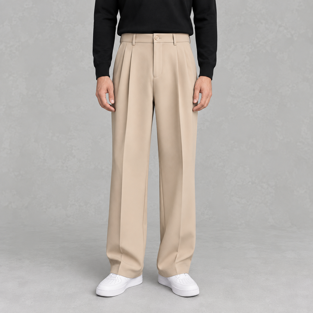 Men’s Trousers – Loose Fit Straight Leg Suit Pants