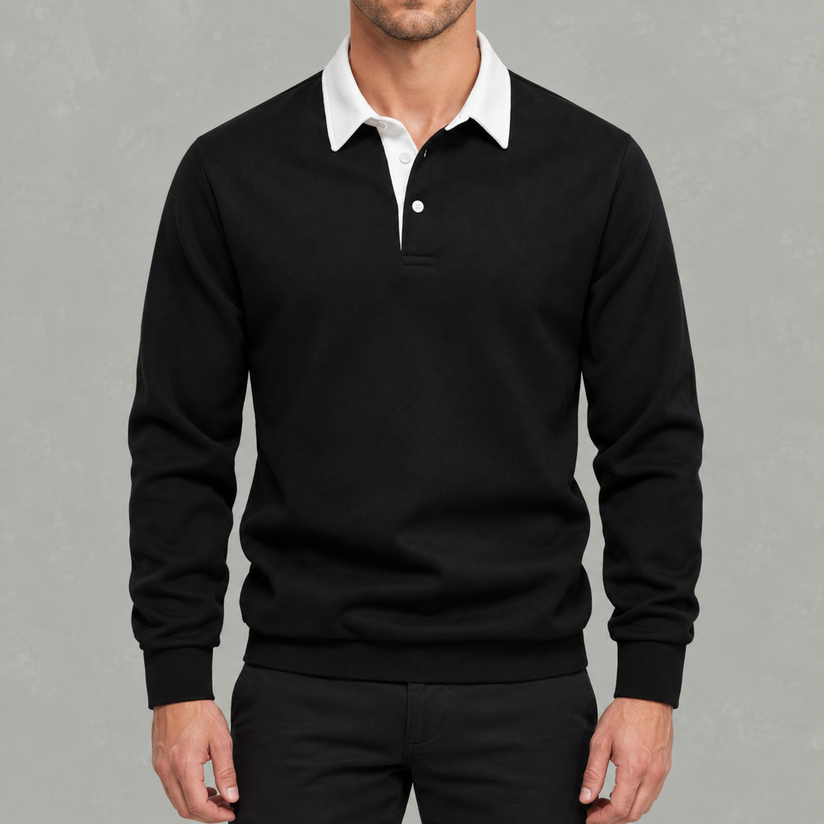 Men’s Polo Jumper – Long Sleeve Polo Collar Jumper