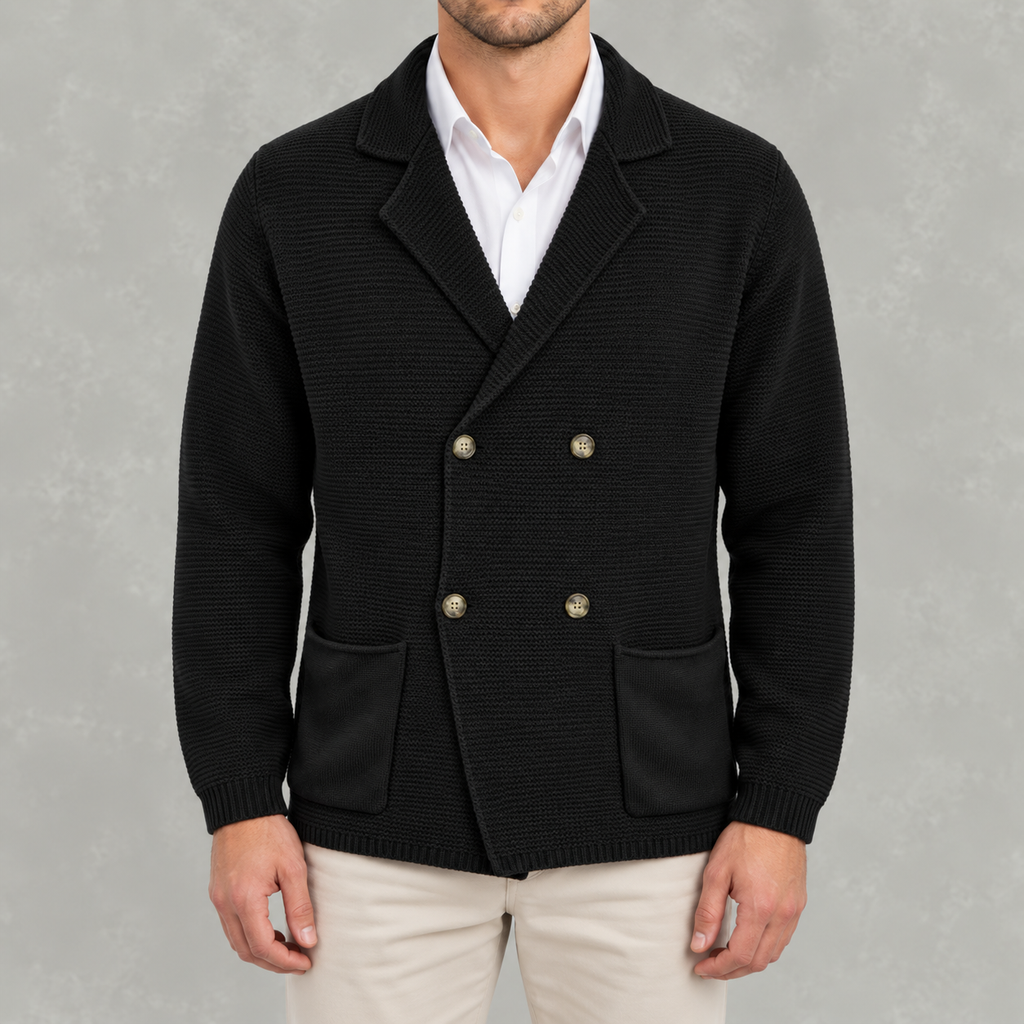 Men’s Cardigan – Slim Fit Double Breasted Lapel Knit Jumper