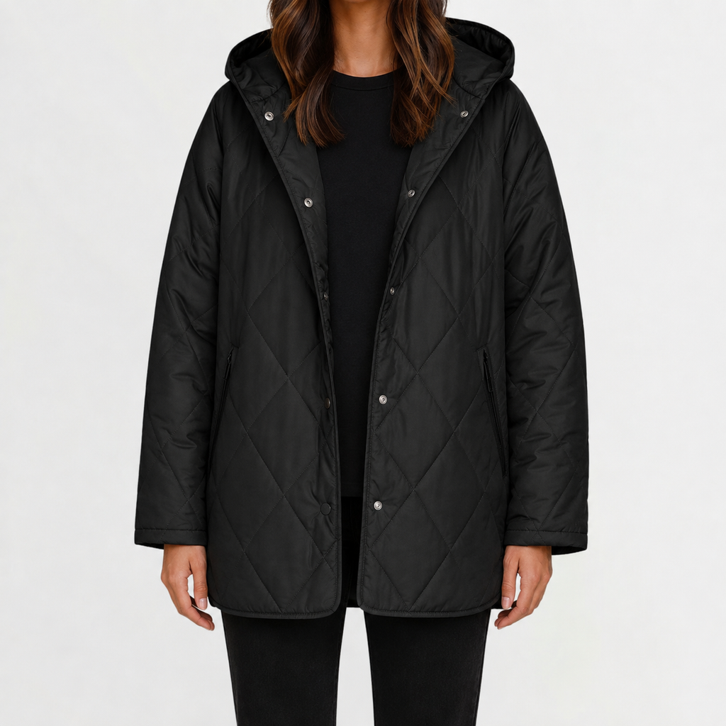 Women’s Quilted Jacket – Lightweight Diamond Quilted Hooded Coat