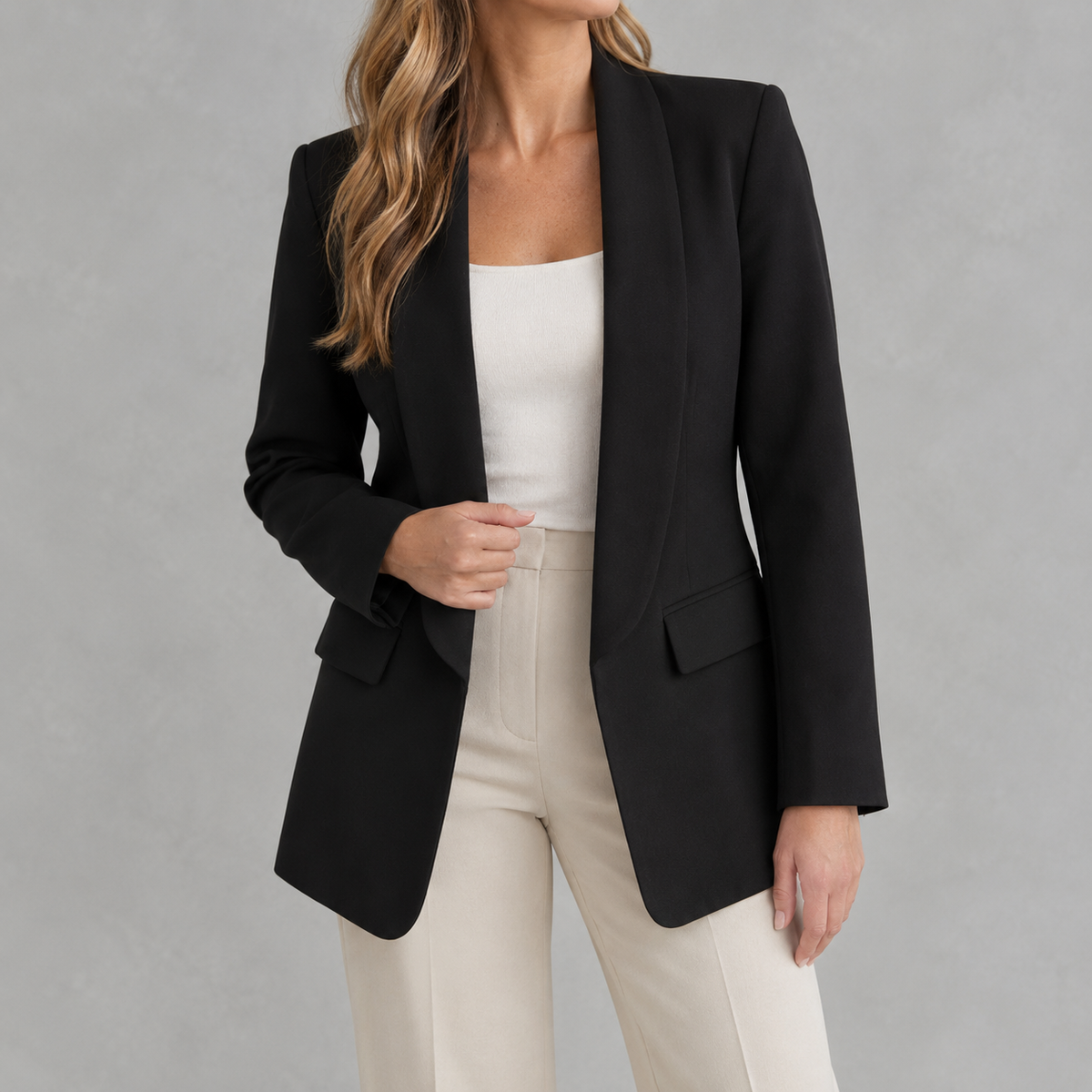 Women’s Blazer – Shawl Collar Solid Colour Tailored Jacket