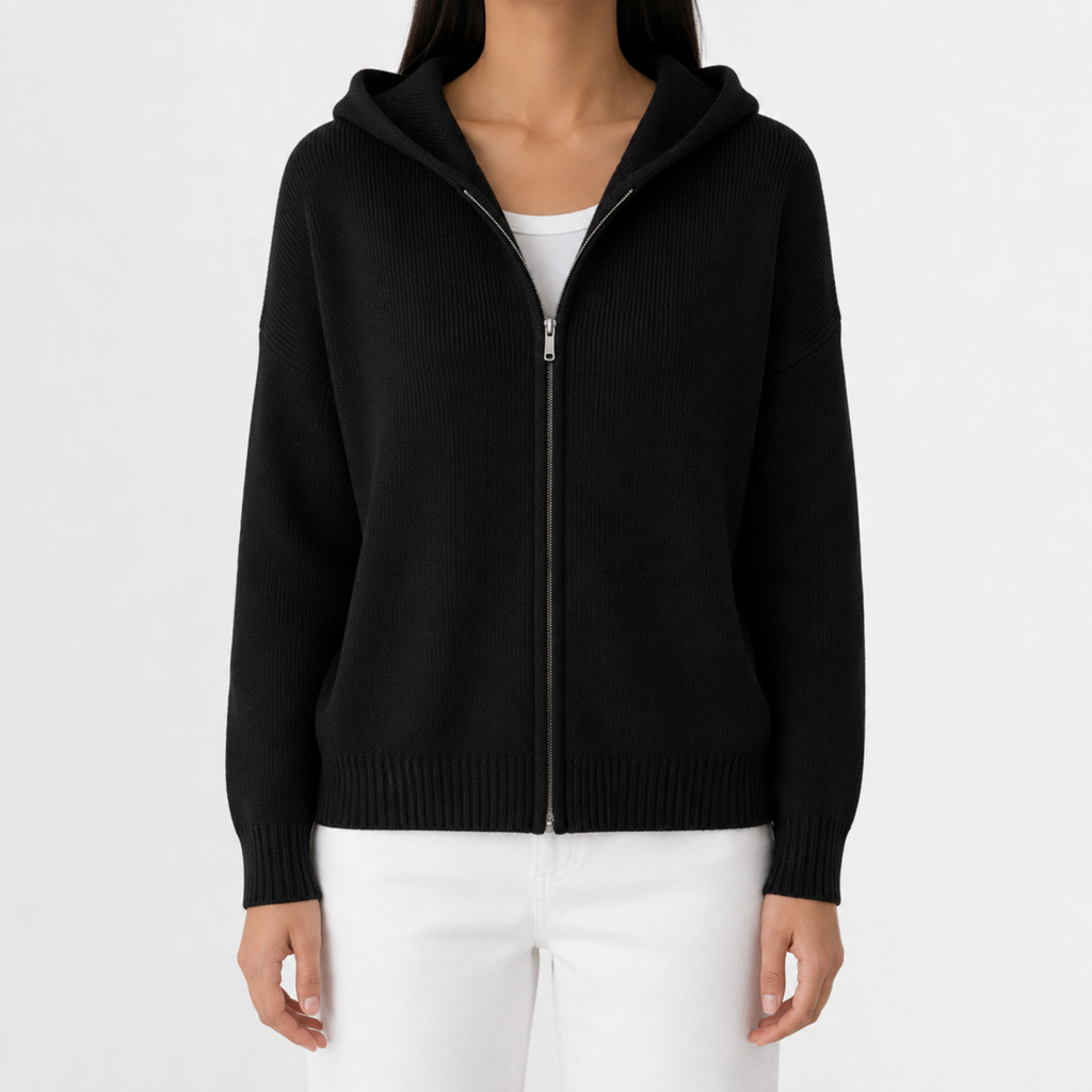 Women’s Knitted Hoodie – Full Zip Hooded Cardigan Jumper