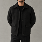 Men’s Wool-Style Jacket – Long Sleeve Lapel Collar Casual Jacket