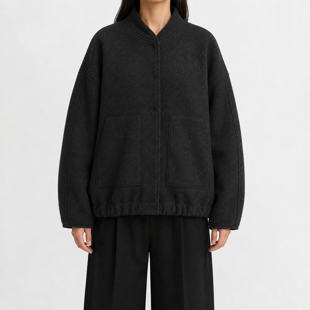 Women’s Bomber Jacket – Relaxed Fit Pocket Jacket with Long Sleeves