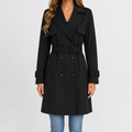 Women’s Trench Coat – Tailored Belted Waist Fitted Long Sleeve Jacket