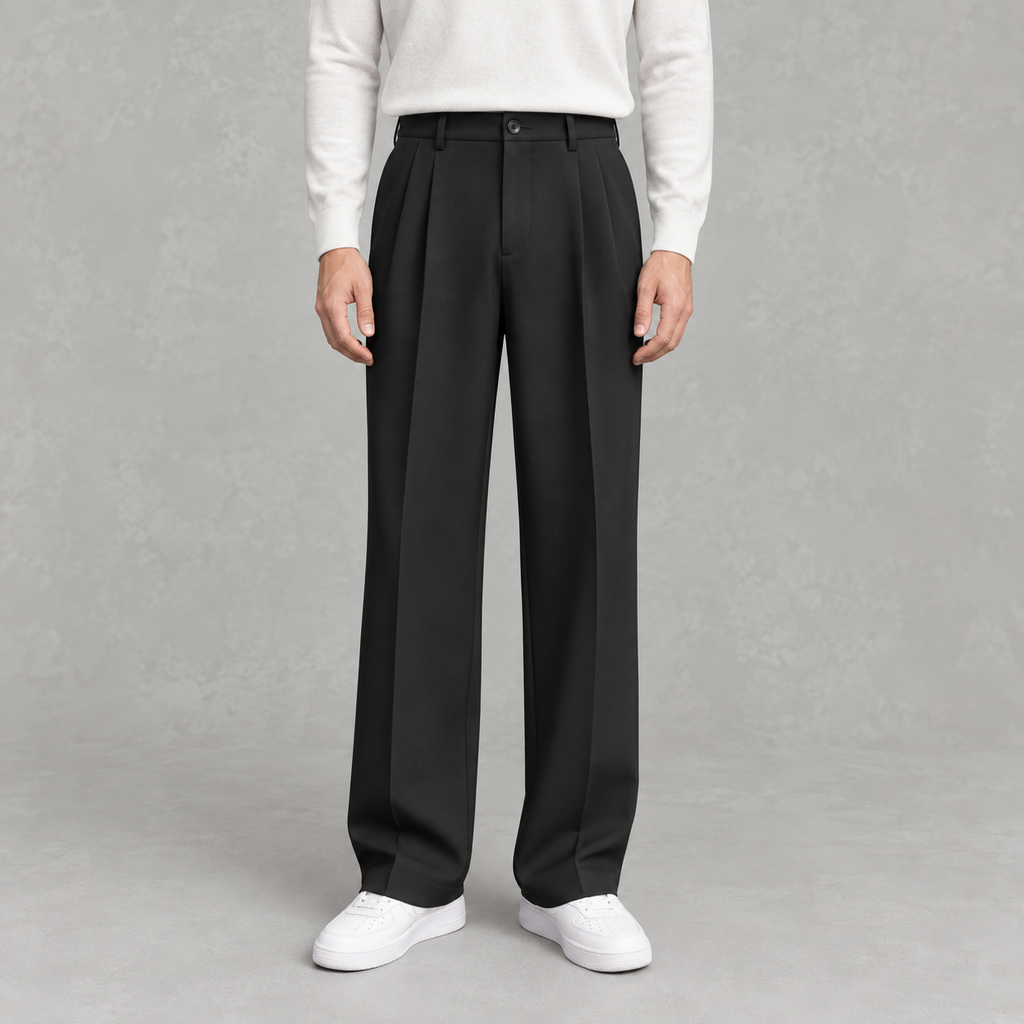 Men’s Trousers – Loose Fit Straight Leg Suit Pants